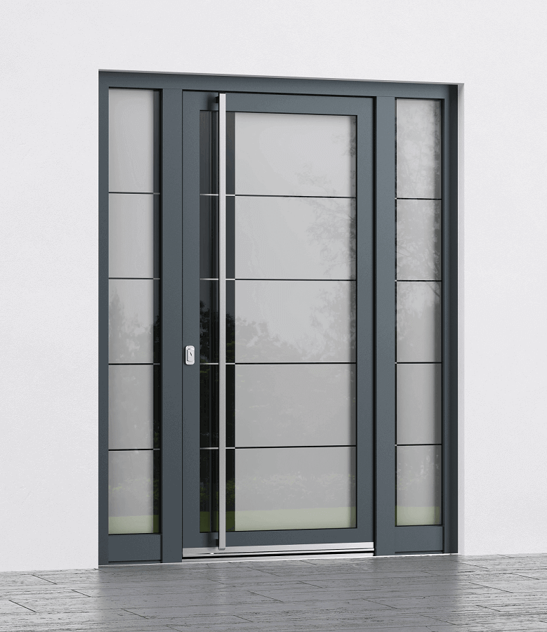 Inothermova vrata z ornamentalnim steklom.