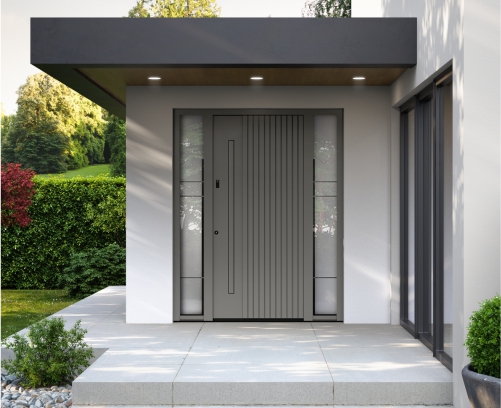 elegantna vrata v sivi barvi s pametnim ročajem