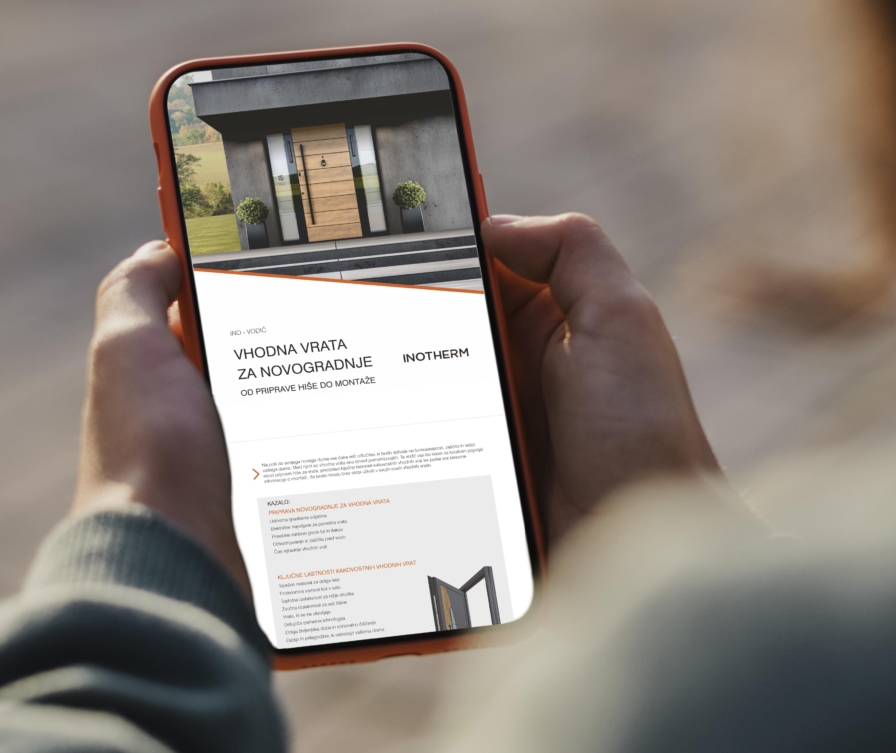 Prikaz prve strani vodiča Vhodna vrata za novogradnje na telefonu