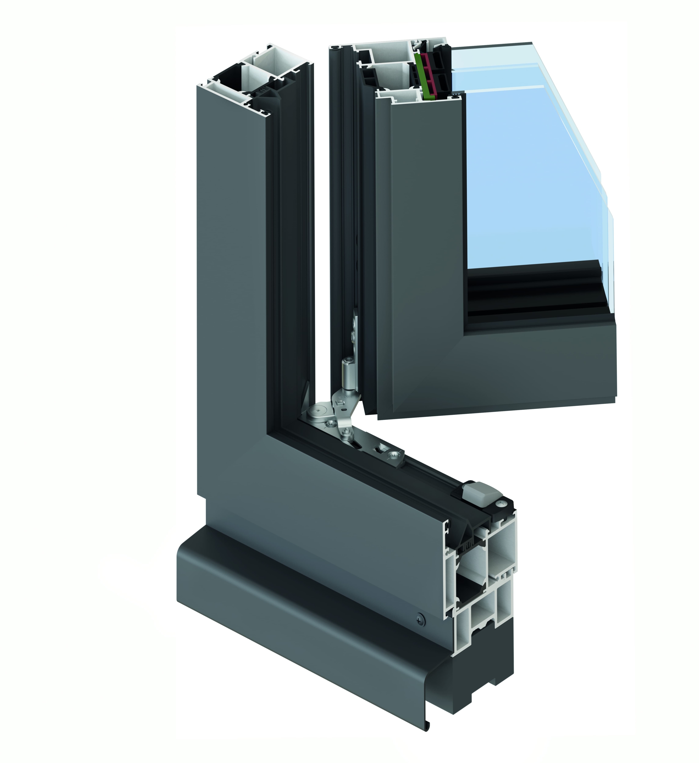 profil ALU okna v odprti poziciji