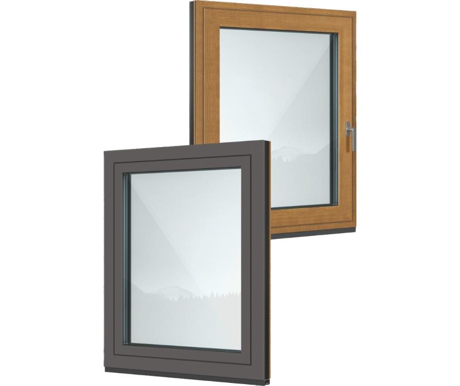 Prikaza dveh oken, enega iz zunanje strani in enega iz notranje